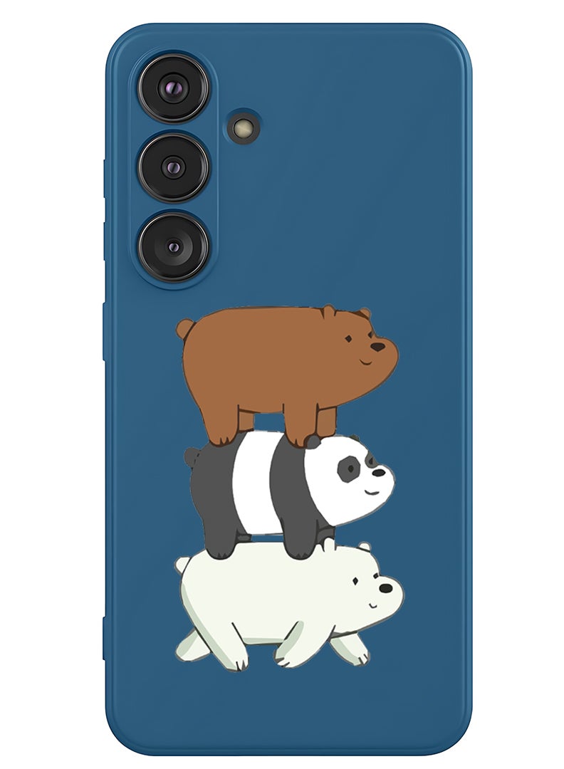 Theodor Protective Slim Fit Case Liquid Silicone Cover with Full Body Protection Anti-Scratch Shockproof Case For Samsung Galaxy S25 Plus (Blue) - Three Panda-01 - Image 1