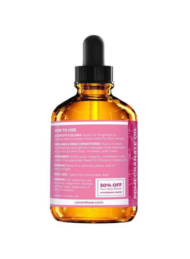 Leven Rose Pomegranate Seed Oil, 100% Pure Unrefined Cold Pressed Antioxidant Moisturizer for Hair Skin and Nails 2 oz - Image 3