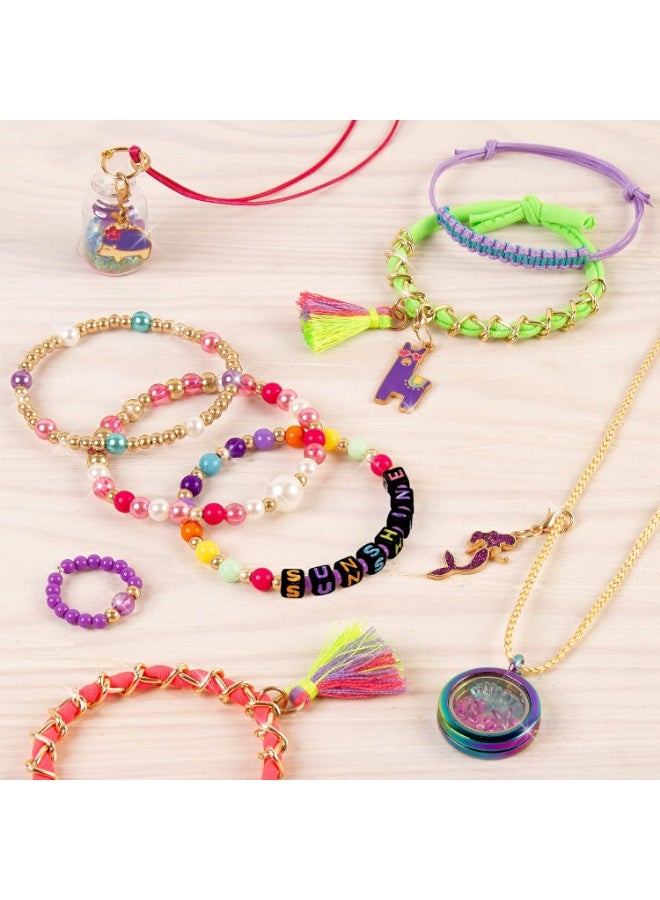 Make It Real Make it Real - Mega Jewelry Studio - DIY Bead Necklace and Bracelet Making Kit for Tween Girls - Arts and Crafts Kit with Beads and Charms for Unique Jewelry Making - Includes Case  - Image 4