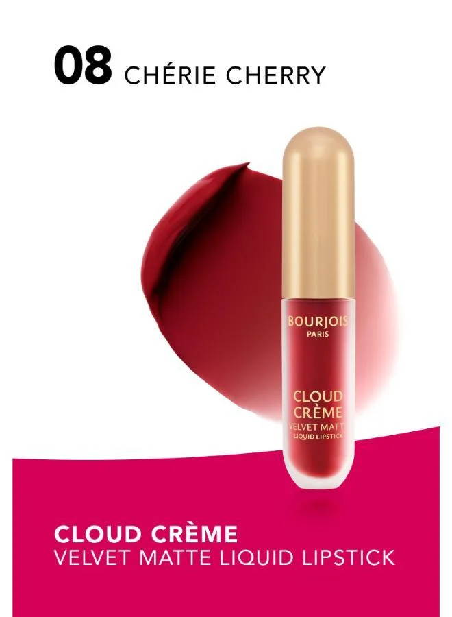 Bourjois Paris Cloud Crème Velvet Matte Liquid Lipstick - 08 - Chérie Cherry, 3ml