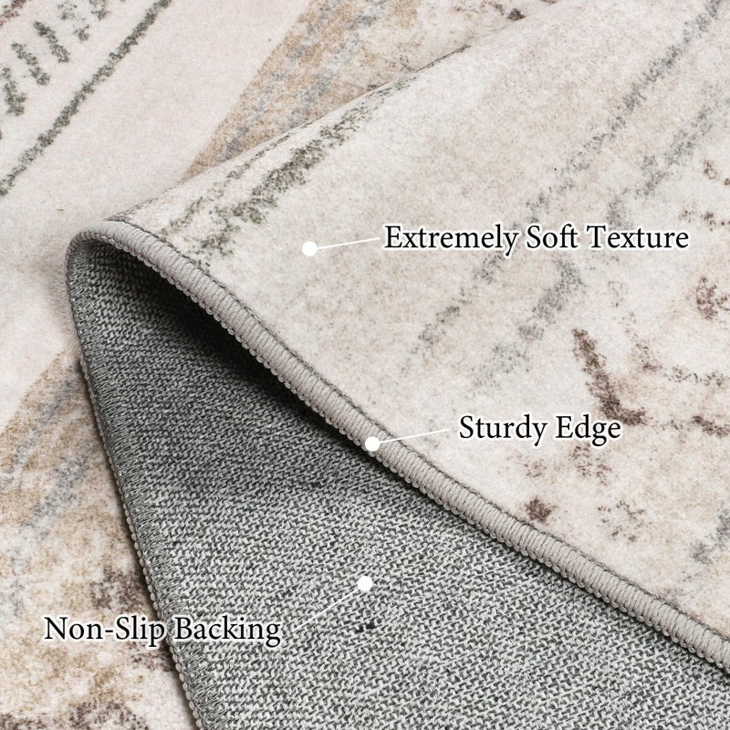 Art&Tuft Area Rug 3x5  Super Soft Ultra-Thin Moroccan Washable Rug  Anti-Slip Backing Rugs for Living Room  Foldable Geometric Machine Washable (3'x5'  Brown) - Image 2