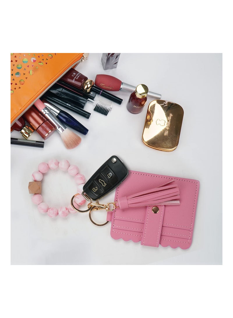 SOLARAE Silicone Beaded Bracelet Key Holder for Women, Stylish Car Key Ring with Tassel Bangle, Perfect Accessory for Keys and Essentials. - Image 3