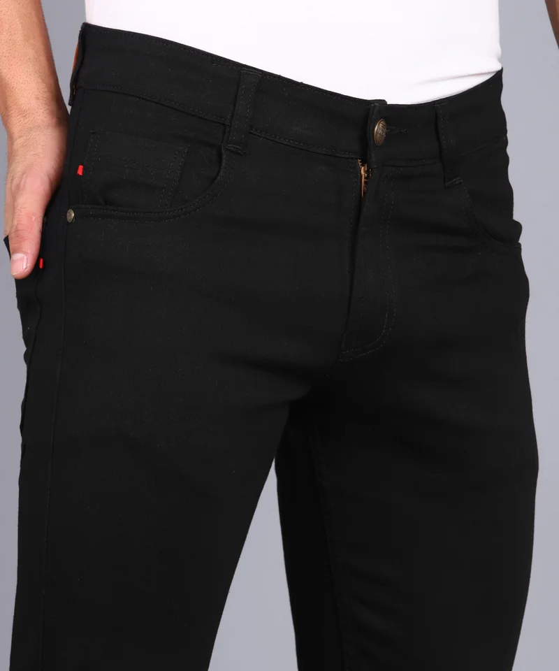 Urbano Fashion  Urbano Fashion Men's Black Slim Fit Knee Slit Distressed Jeans Stretch for Men | Best Price UAE