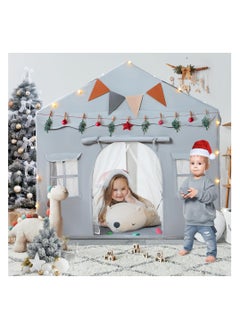 Anmi Kids Tent, Kids Playhouse 2 in 1 with Padded Mat and Lights, Large Play Tent with 2 Doors & 4 Windows, Kids Play Tent Indoor & Outdoor, Toddler Tent for Kids, 51" x35" x 51" (Gray)  - Image 2