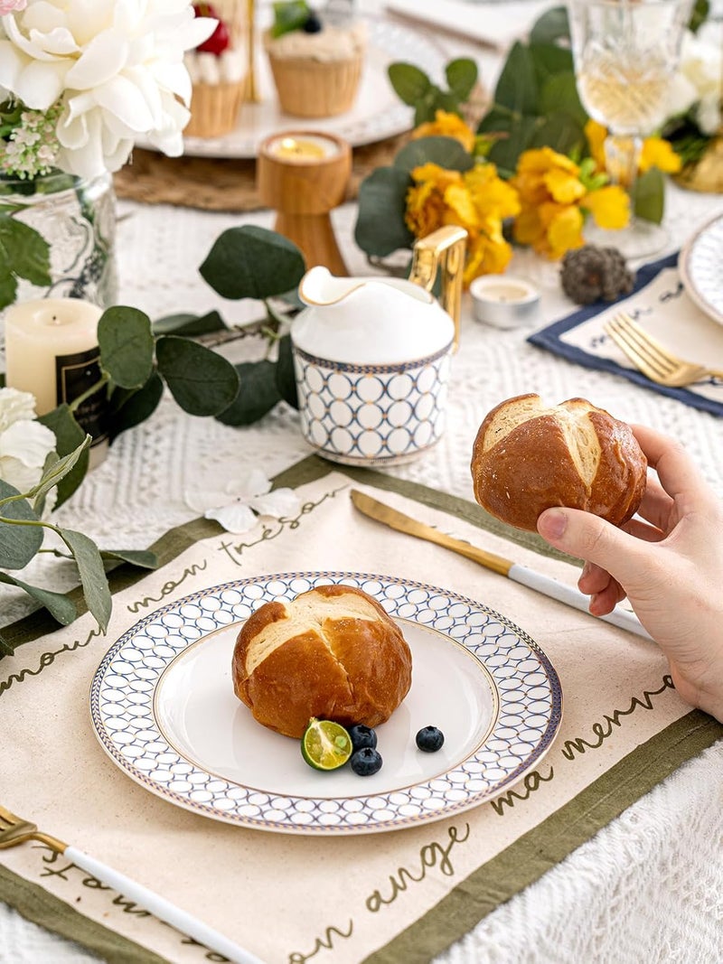 CwlwGOBone China Dinner Plates Set of 4 8 Inch Salad Serving Modern Round DishesDinnerware dishset for KitchenNot suitable for microwave8 Inch - Image 2