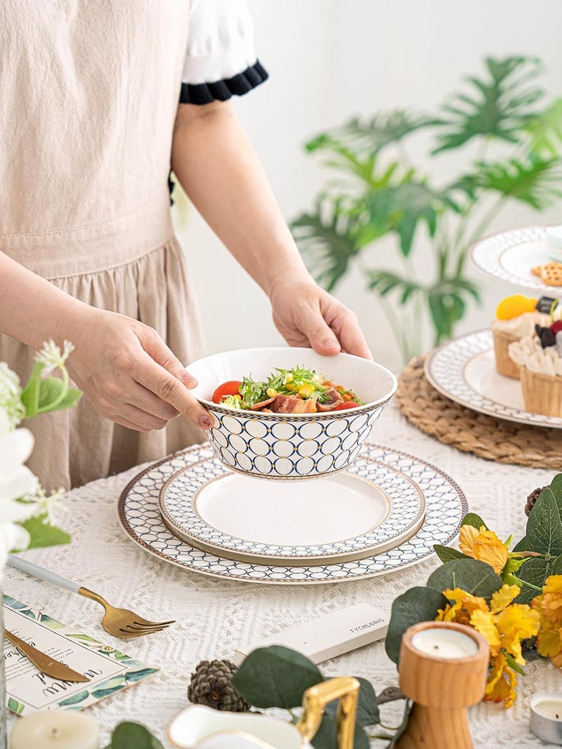 CwlwGOBone China Dinner Plates Set of 4 8 Inch Salad Serving Modern Round DishesDinnerware dishset for KitchenNot suitable for microwave8 Inch - Image 4