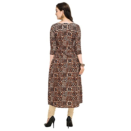 SHOPPING QUEEN Women Cotton A-Line Kurta (A056_Coffee_Small) - Image 2