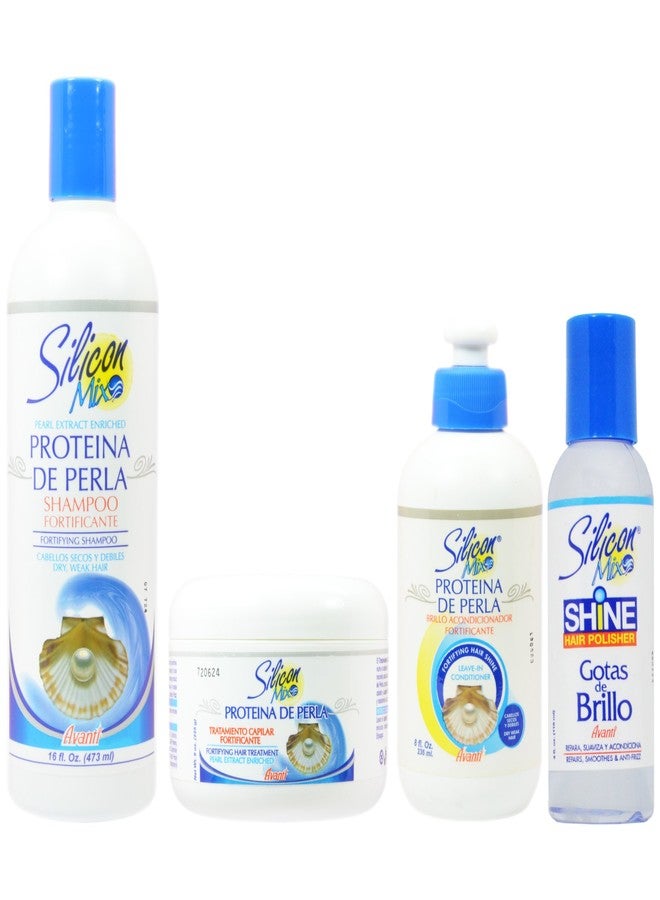 Silicon Mix Protieina De Perla Shampoo 16oz & Treatment & Leave-in 8oz & Polisher 4oz "Set" - Image 1