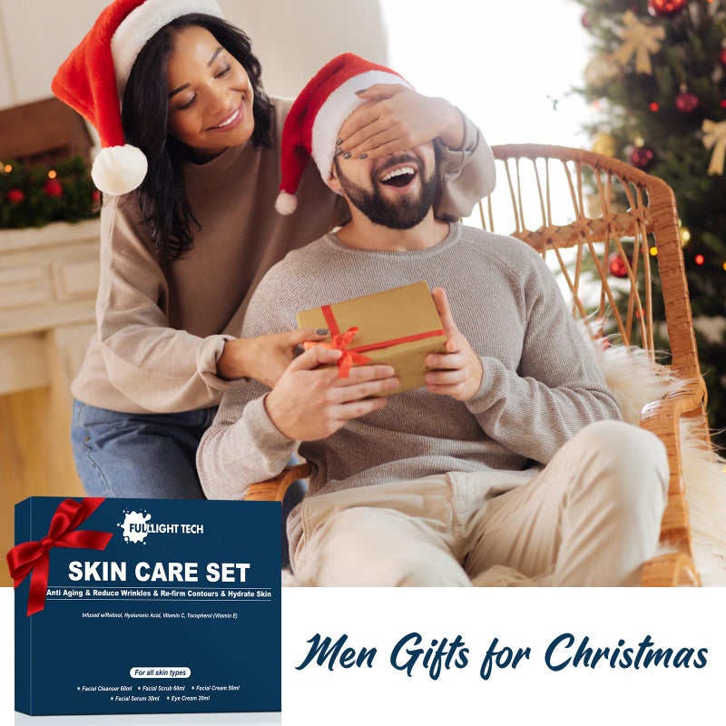 FULLLIGHT TECH Skin Care for Men Gifts Set,Anti-aging Skin Care Kit for Tigten,Firm & Hydrate Skin,Retinol,Hyaluronic Acid Mens Self Care Facial Kit,Men Birthday Valentines Gifts for Him Boyfriend Dad Husband - Image 2