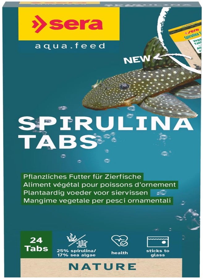 Sera Spirulina Tabs Nature 24 Tabs Plant-Based Food for Fresh Saltwater Fish | Boosts Digestion & Vitality | Free from Dyes & Preservatives | Ideal for Herbivorous Aquarium Inhabitants - Image 1