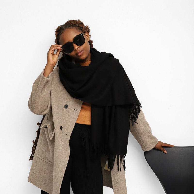 Faux Cashmere Solid Color Scarf - Image 4