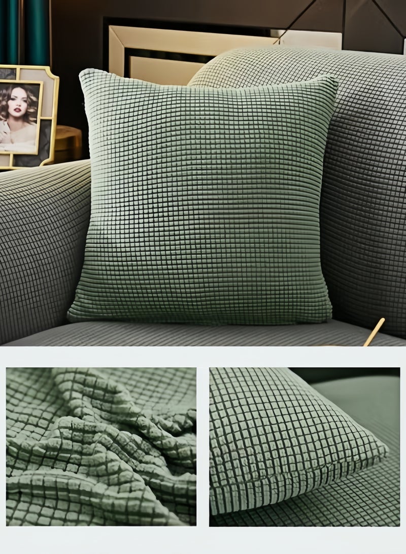 4 قطع أغطية وسائد صالون فاخرة خضراء ناعمة جداً مع حبيبات مريحة ٤٥x٤٥ سم (١٨x١٨ بوصة) لديكور منزلي مريح، للصالون، غرفة النوم والمجلس - قابل للغسل في الغسالة - Image 5