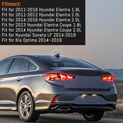 AMSPRAC Shark Fin Antenna Cover,Car Roof Antenna Caps Compatible with Hyundai Sonata LF 4Doors Sedan 2014-2019,for Elantra 2011-2016;for Kia Optima 2014-2016,96210-3X100/962102T700ABT,Glossy Black - Image 2