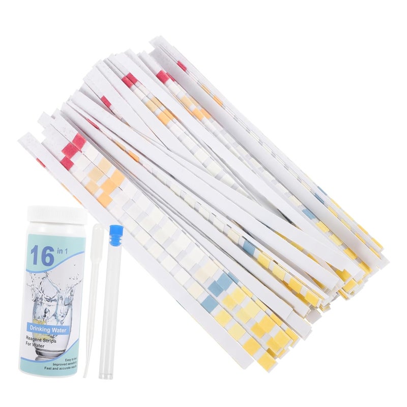 100Pcs Water Test Strips Kit for Drinking Water Quality Testing with Tube Dropper Home Office Restaurant Use - Image 1