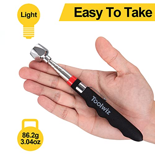 Toolwiz 16LB Telescopic Magnetic Pick Up Tool, Extendable to 30 Inch, Black, Cylindrical, Utility Magnet, Magnetic Sweeper - Image 3