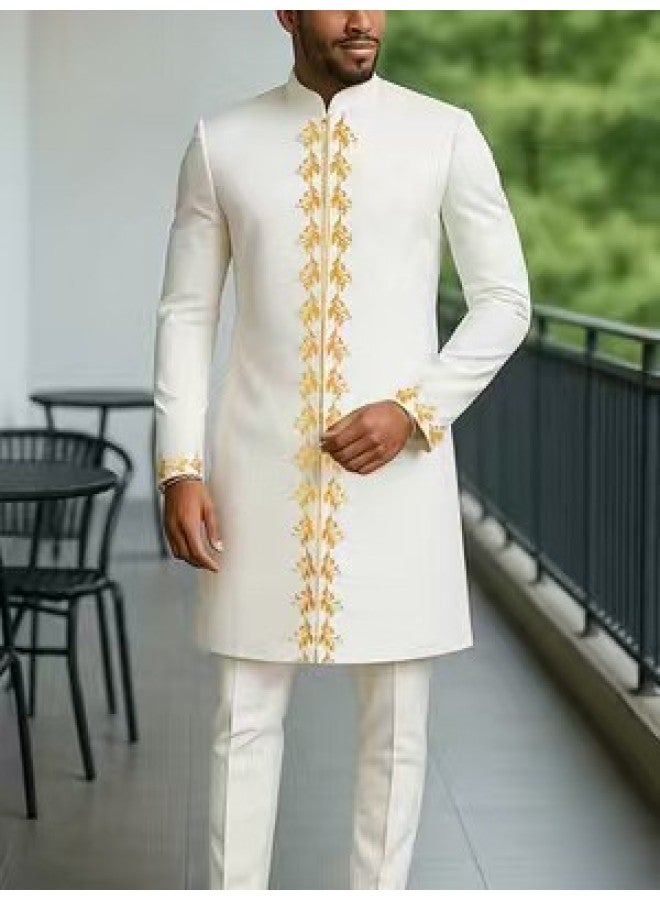 Abaya - Men's Traditional Embroidered Suit 2-Piece - Wedding Suit, Islamic Clothing, Muslim Wear, Formal Wear, Dubai Thobe - Image 1