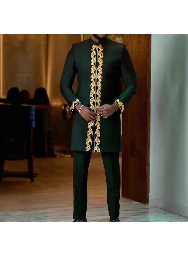 Abaya - Men's Traditional Embroidered Suit 2-Piece - Wedding Suit, Islamic Clothing, Muslim Wear, Formal Wear, Dubai Thobe - Image 5
