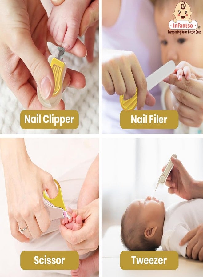 Infantso (4-in-1) Baby Grooming Kit for Newborns & Toddlers (0–3 Years) | Nail Grooming Kit for Baby Manicure Set with Kids Nail Clipper, Scissor, Filer & Nasal Tweezer | Baby-Safe Rounded Edges | Compact Travel Case - Image 4