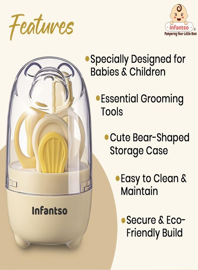 Infantso (4-in-1) Baby Grooming Kit for Newborns & Toddlers (0–3 Years) | Nail Grooming Kit for Baby Manicure Set with Kids Nail Clipper, Scissor, Filer & Nasal Tweezer | Baby-Safe Rounded Edges | Compact Travel Case - Image 5