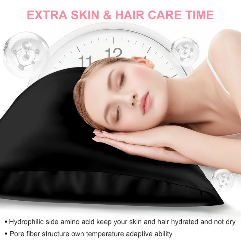 LYSHIN Mulberry Silk Pillow Cases 2 Pack Standard Size 20x26 Inches with Hidden Zipper, Ultra Smooth and Soft Breathable Cooling Silk Satin Pillowcase Set of 2, Better for Hair and Skin, Gifts for Women Men - Image 3