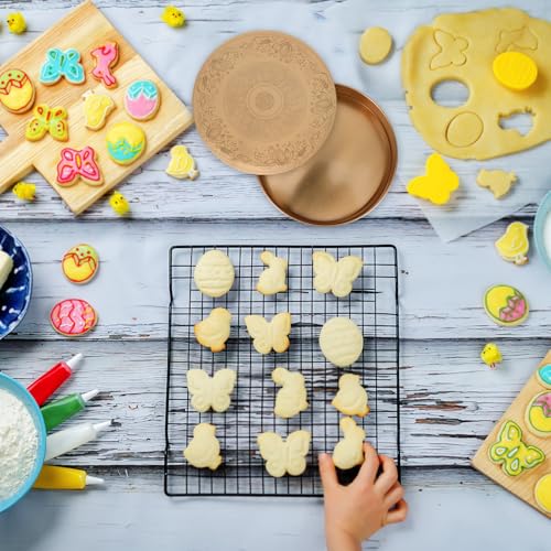 Amosfun Cookie Tin with Lid - 6.6 Inch Round Tinplate Treat Boxes Decorative Cake Pan Candy Snack Chocolate Patisseries Storage Container - Image 4