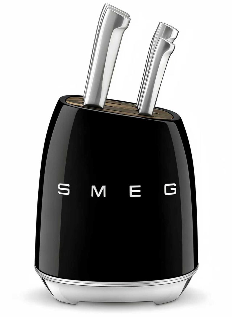 Smeg (black) stainless steel knife block set - Image 1