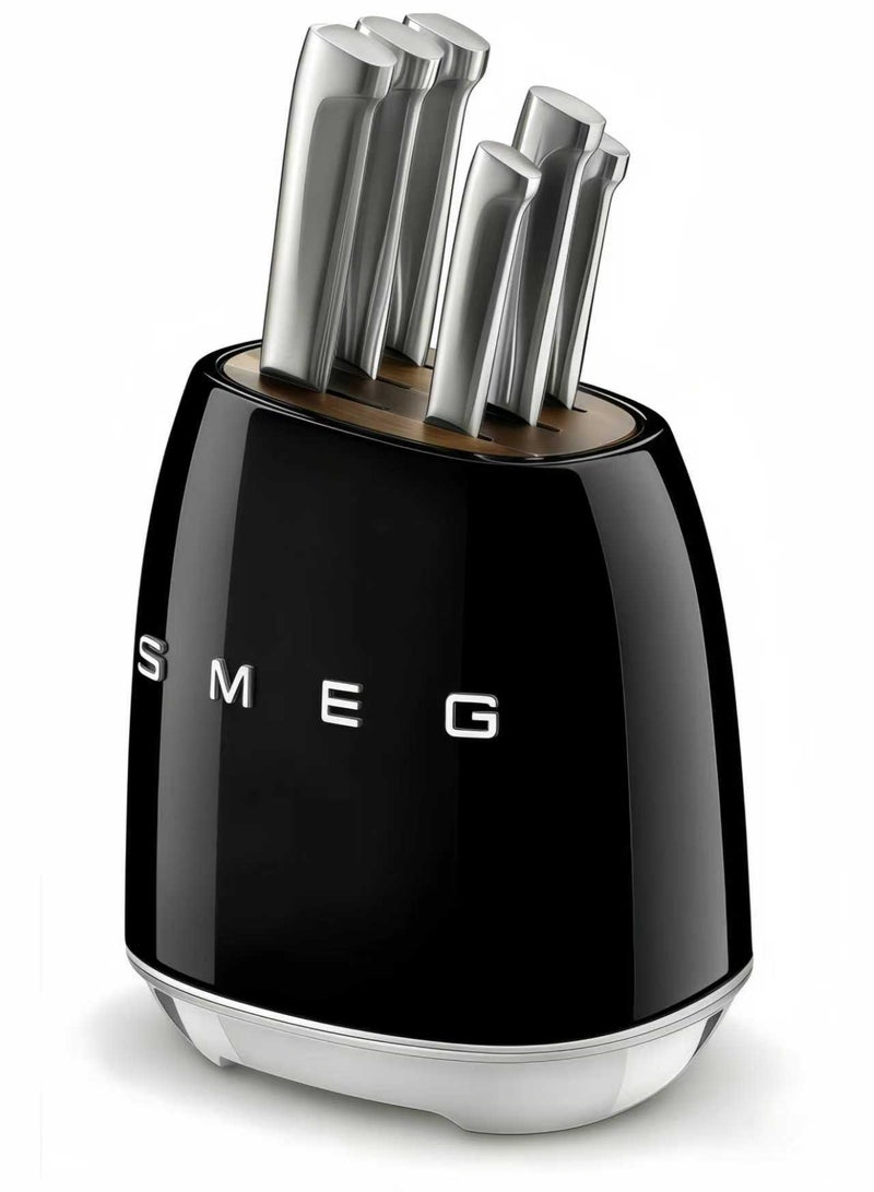 Smeg (black) stainless steel knife block set - Image 2
