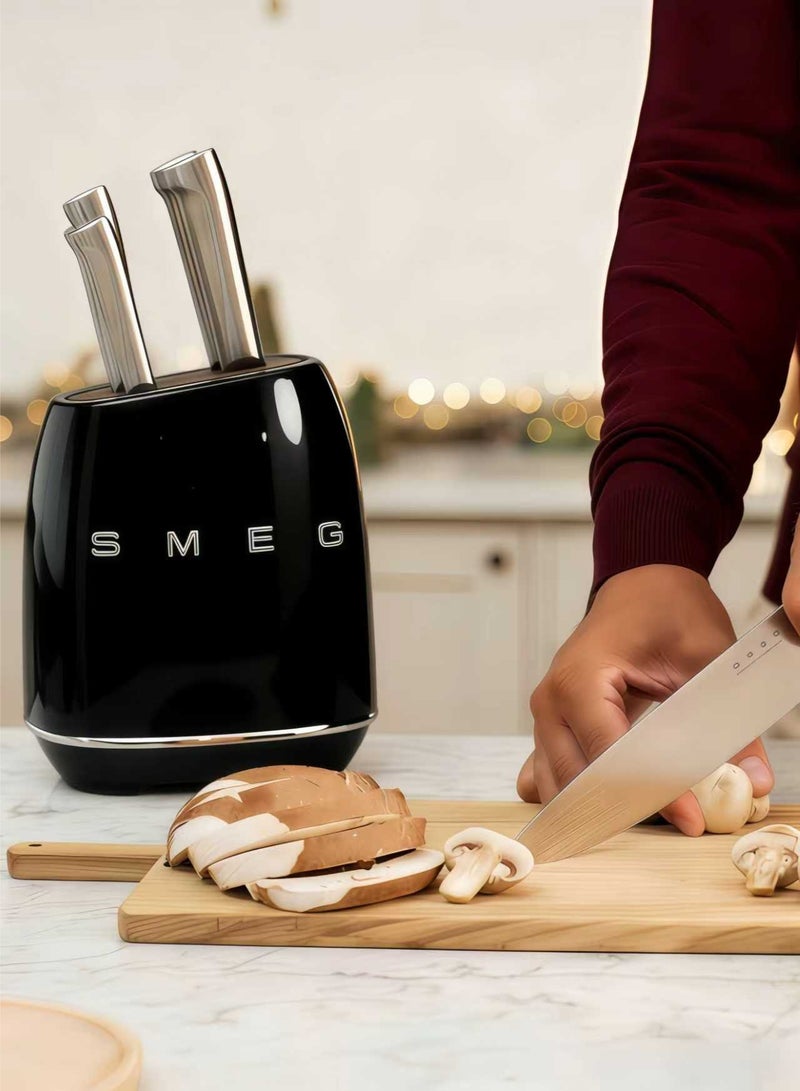 Smeg (black) stainless steel knife block set - Image 5