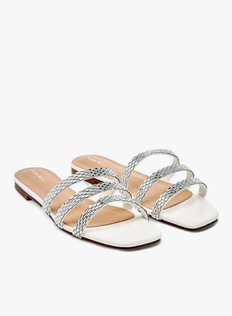 Flora Bella By Shoexpress WHITE Women Embellished Slip-On Flat Sandals for Women | Best Price UAE