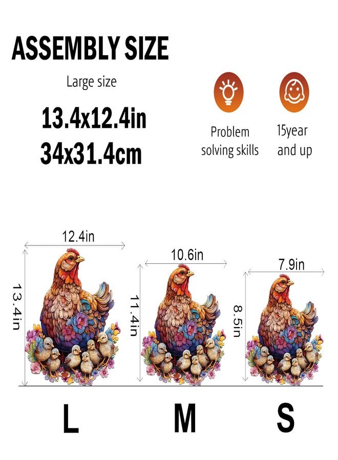 Jigfoxy Wooden Puzzle for Adults, Hen and Chicks Wooden Jigsaw Puzzles for Adults, Unique Animal Shape Wood Cut Puzzles for Family Friend Puzzle Lovers(M-10.6 * 11.4in-180pcs) - Image 4
