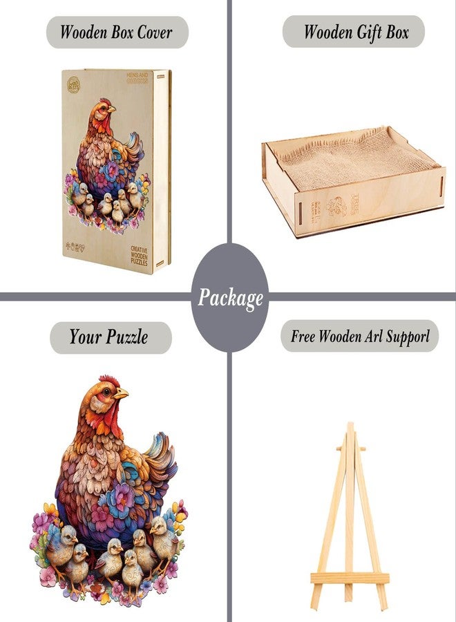 Jigfoxy Wooden Puzzle for Adults, Hen and Chicks Wooden Jigsaw Puzzles for Adults, Unique Animal Shape Wood Cut Puzzles for Family Friend Puzzle Lovers(M-10.6 * 11.4in-180pcs) - Image 5