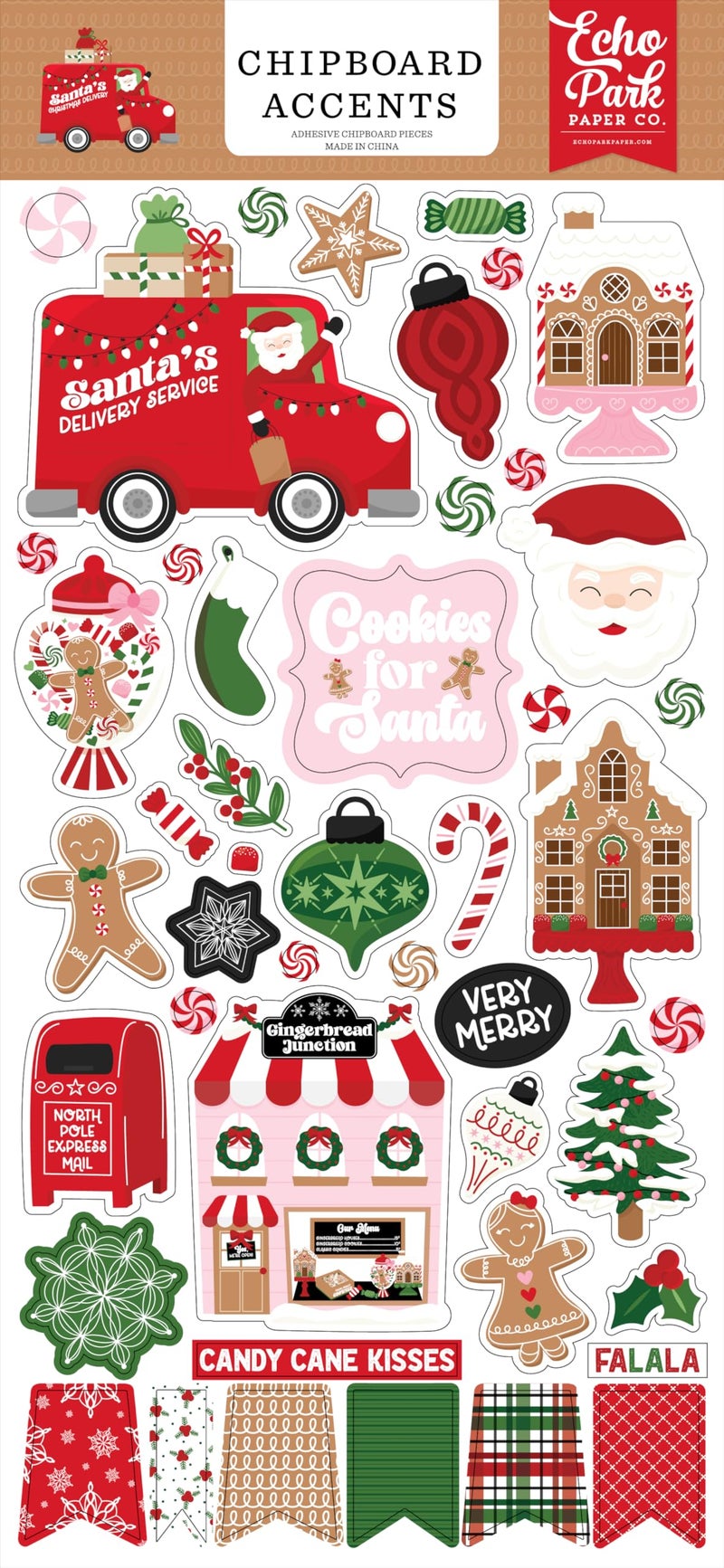 Echo Park Paper Santas Christmas Delivery 6x13 Chipboard Accents Multi