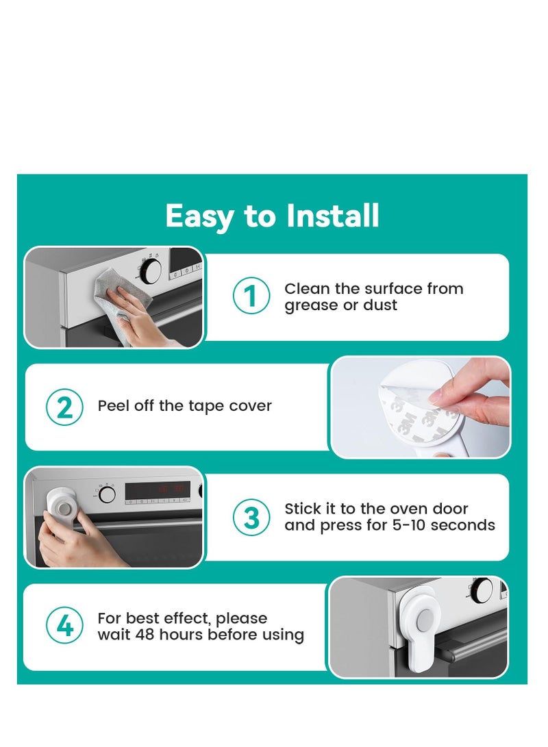Oven Lock Child Safety, Door Safety Heat Resistant with 3M Adhesive, Easy to Install, Use Durable and Heat-Resistant Material, Baby Proofing for Kitchen (White) - Image 3