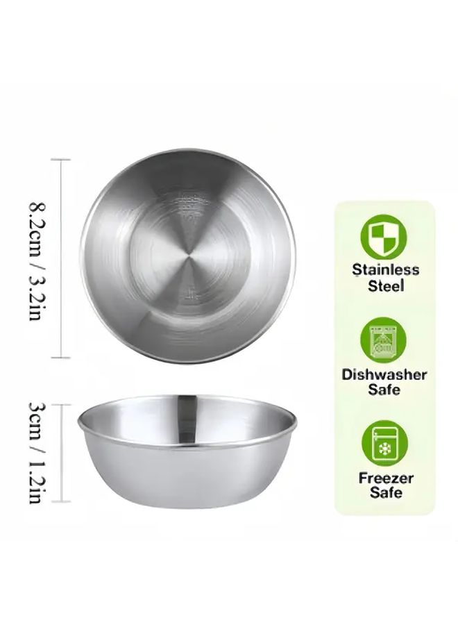 Silvery Stainless Steel Dipping Bowls 14pcs Sushi Small Plates Stackable Kitchen Prep - Image 3