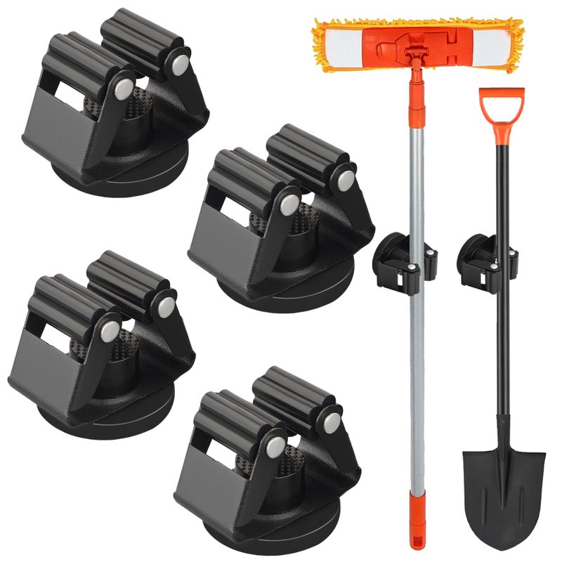 MUTUACTOR Magnetic Broom Holder,4PCS Anti-Slip Magnetic Mount Storage Broom Holders with Rubber Grippers,12lbs Heavy Duty Magnetic Tool Holder for Work Garage Laundry Kitchen RV Van Accessories - Image 1