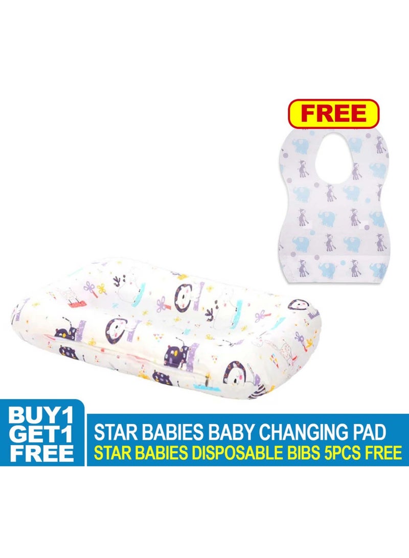 STAR BABiES Changing Pad Zebra Print With Free Disposable Bibs Pack Of 5 Elephant Print - Image 2
