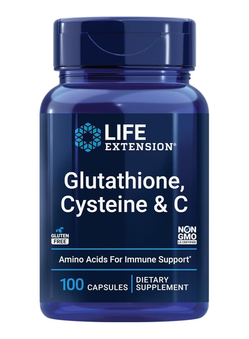 Life Extension Glutathione, Cysteine & C, 500 mg of Vitamin C, Powerful antioxidant Supplement to Support Liver Health, Gluten-Free, Non-GMO, 100 Capsules - Image 1
