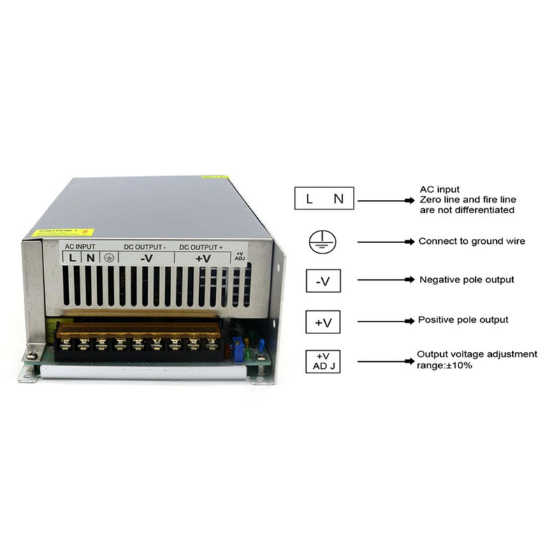 محول طاقة مُقوم بتبديل التيار AC 110/220V إلى DC 48V//31.3A/1500W ومُحول ومُحول لشبكات المراقبة التلفزيونيةCCTV/ الطابعات/ شرائط الأضواء الـLED/ روترات الإنترنت - Image 2