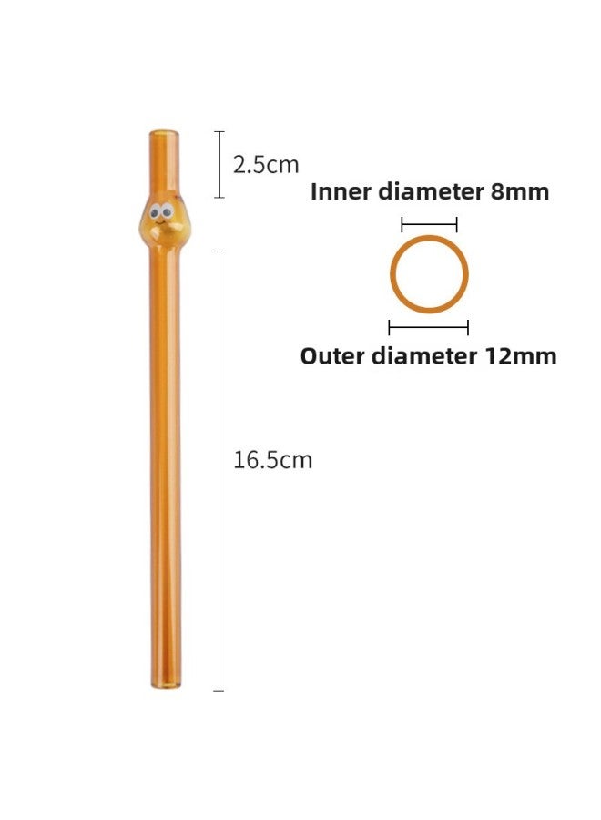 Wholesale Creative Glass Straw Color Big Eyes High Borosilicate Heat-resistant Explosion-proof Straight Tube Household Milk Tea Beverage Straw-Color:Amber Big Eye (Decal)-Specifications:12mm * 220mm Straight Pipe - Image 1