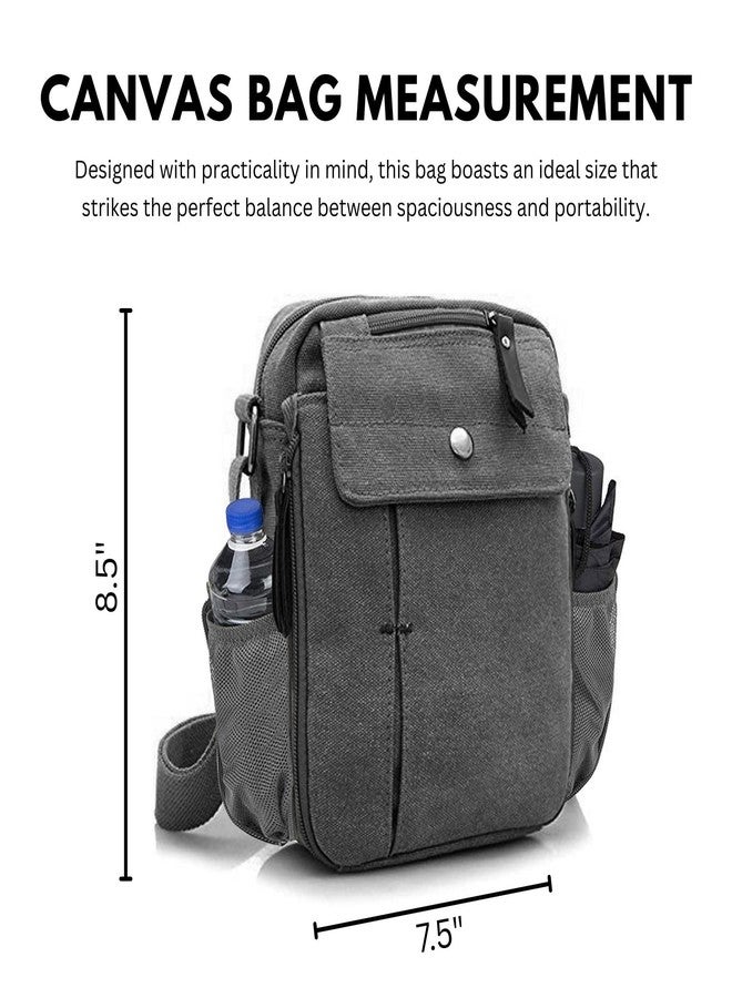 Ciana Multifunctional Canvas Messenger Bag Satchel with Mesh Water Bottle Pocket - Lightweight, Durable Crossbody Bag for Everyday Use (Grey) - Image 3