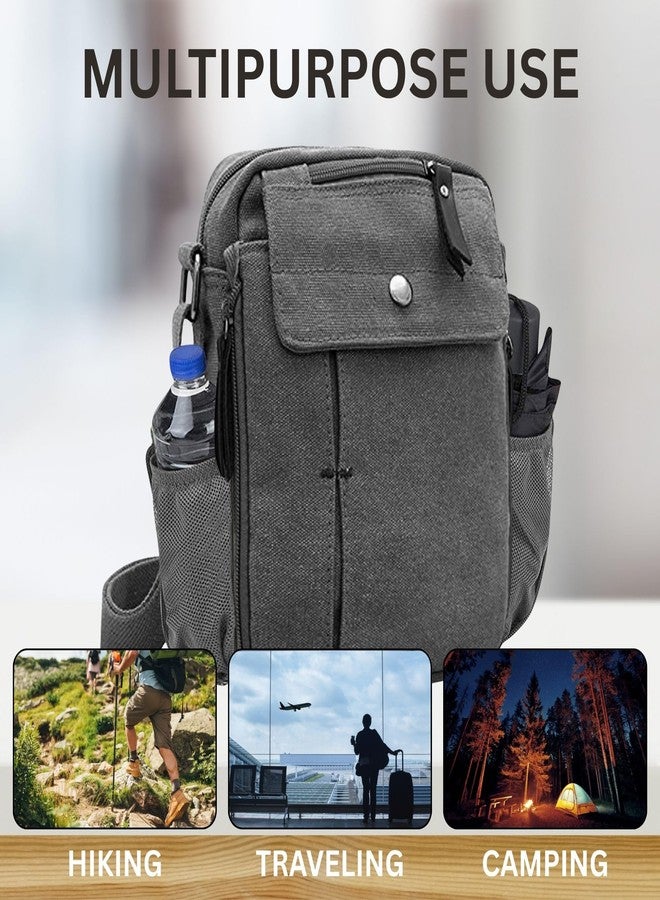 Ciana Multifunctional Canvas Messenger Bag Satchel with Mesh Water Bottle Pocket - Lightweight, Durable Crossbody Bag for Everyday Use (Grey) - Image 4
