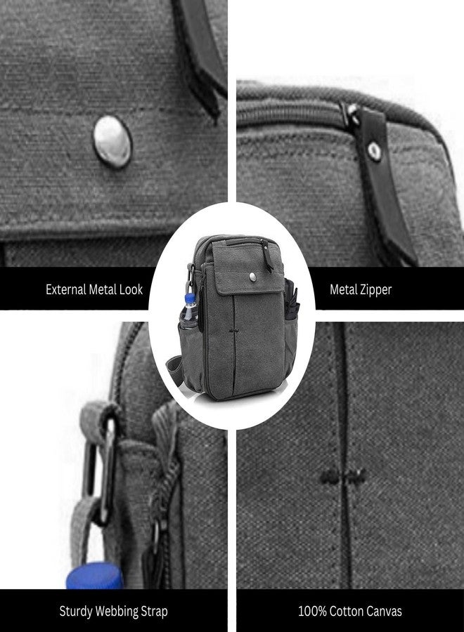 Ciana Multifunctional Canvas Messenger Bag Satchel with Mesh Water Bottle Pocket - Lightweight, Durable Crossbody Bag for Everyday Use (Grey) - Image 5