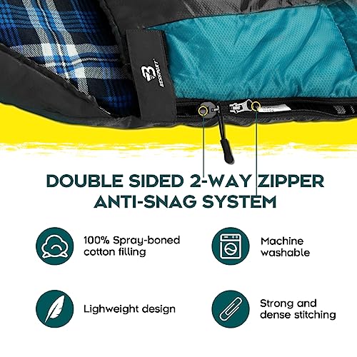 Bessport Sleeping Bag Winter | Flannel Lined 18℉ - 32℉ Extreme 3-4 Season Warm & Cool Weather Adult Sleeping Bags Large | Lightweight, Waterproof for Camping, Backpacking, Hiking - Image 4