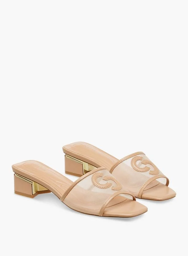 Celeste BEIGE Women'S Textured Slip-On Sandals With Block Heels for Women | Best Price UAE