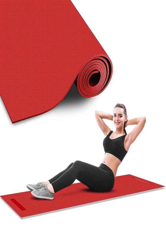 LOCKET Yoga Mat for Men & Women | 4mm Anti-Slip Exercise Mat for Home Workout, Yoga, Gym & Fitness Training (Red) - Image 1