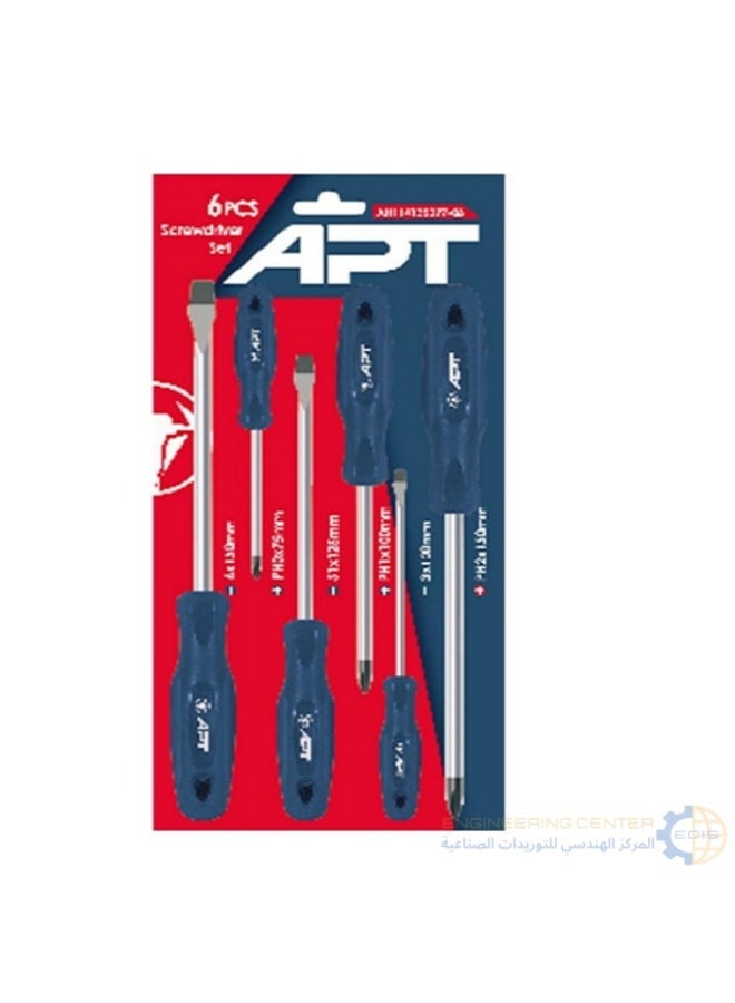 APT 6-Piece Blue Screwdriver Set, Standard and Cross