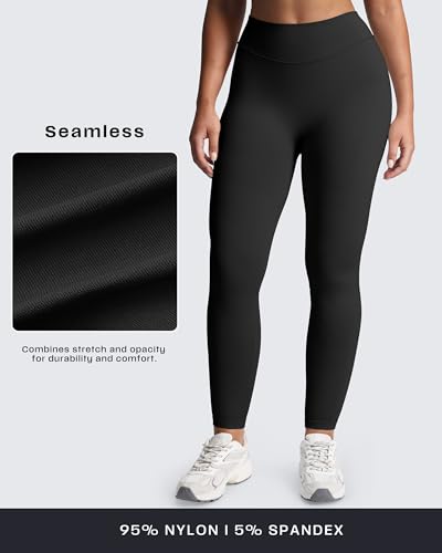 Aoxjox Women's Impact Seamless Workout Leggings Low Waist Hidden Scrunch Butt Lifting Athletic Yoga Pants 24" (Black, Large) - Image 3
