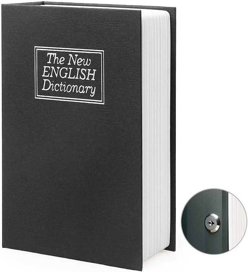 PACOLO Diversion Book Safe Storage Box (9.5"×6"×2.2"), Dictionary Secret Safe Can with Security Key Lock, Diversion Book Hidden Safe (Black dictionary,Key) - Image 1