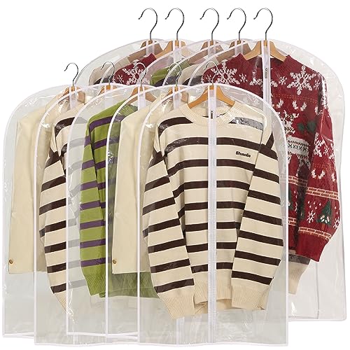 Perber All Clear Garment Bags for Hanging Clothes, 40" Suit Bags for Closet Storage, Plastic Dustproof Suit Cover Bags, Clothes Protectors Bag with zipper for Coats, Jackets, Shirts（10 Packs） - Image 1