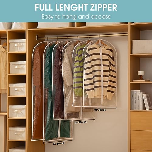Perber All Clear Garment Bags for Hanging Clothes, 40" Suit Bags for Closet Storage, Plastic Dustproof Suit Cover Bags, Clothes Protectors Bag with zipper for Coats, Jackets, Shirts（10 Packs） - Image 2